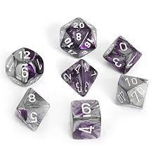 Gemini Purple-Steel / White 7 Dice Set - CHX26432